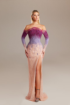 Fully Embellished Sleeved Gown Fully Embellished Sleeved Gown