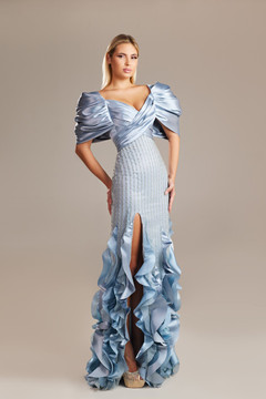 Short Sleeved Ruffled Gown Short Sleeved Ruffled Gown