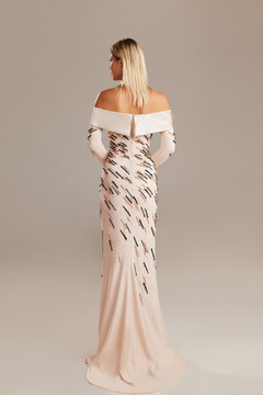 Off-Shoulder Long Sleeved Gown Off-Shoulder Long Sleeved Gown