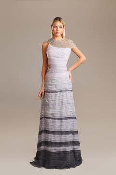 Layered Jewel Neckline Gown Layered Jewel Neckline Gown