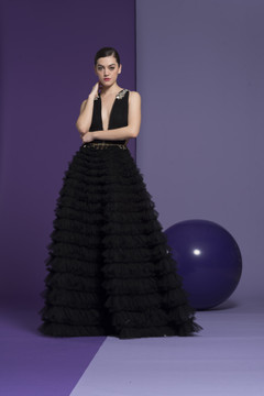 Black Sleeveless Amber Gown