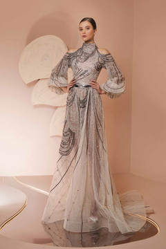 Fully-Beaded High Neck Gown Fully-Beaded High Neck Gown