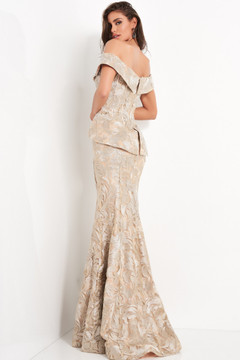Peplum Embellished Off-Shoulder Gown Peplum Embellished Off-Shoulder Gown