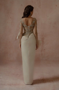 Embellished Bodice Slit Gown Embellished Bodice Slit Gown