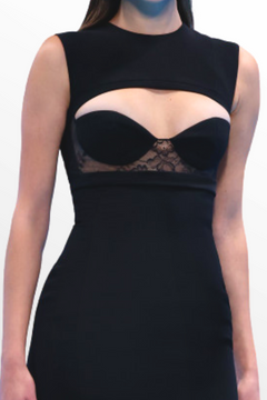 Crepe-Dress with Lace Panel Crepe-Dress with Lace Panel