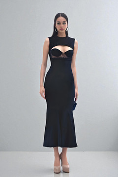 Crepe-Dress with Lace Panel Crepe-Dress with Lace Panel