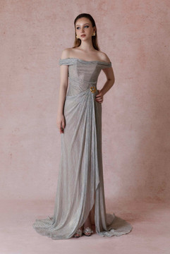 Off-the-Shoulder Slit Gown Off-the-Shoulder Slit Gown