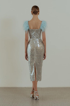 Embellished Feather-Sleeved Dress Embellished Feather-Sleeved Dress