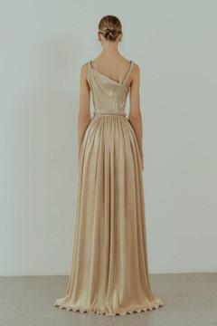 Braided Strap Pleated Gown Braided Strap Pleated Gown