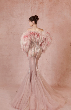 Strapless Flared Godet Gown
