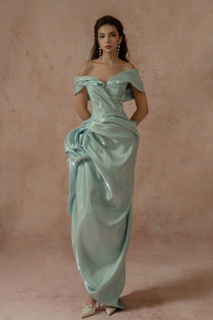 Gathered Off Shoulder Gown Gathered Off Shoulder Gown