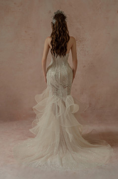 Strapless Ruffled Skirt Gown