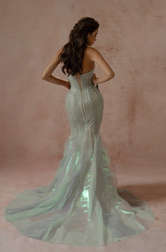 Strapless Gown with Ruffled Train