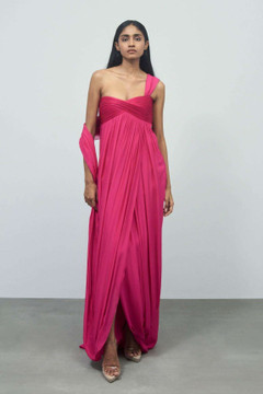 Pleated One-Shoulder Gown Pleated One-Shoulder Gown