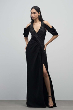 Noir Halter Draped Gown Noir Halter Draped Gown