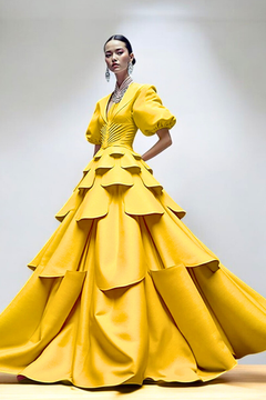Puffy Sleeved A-Line Gown Puffy Sleeved A-Line Gown