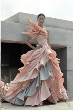 Cascading Ruffled One Shoulder Gown Cascading Ruffled One Shoulder Gown