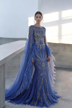 Embroidered Feather Detail Gown Embroidered Feather Detail Gown