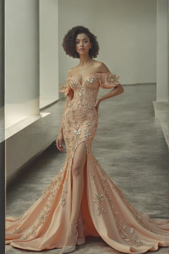 Off-Shoulder Embroidery Gown Off-Shoulder Embroidery Gown