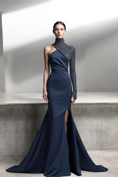 Turtleneck Open Slit Gown Turtleneck Open Slit Gown