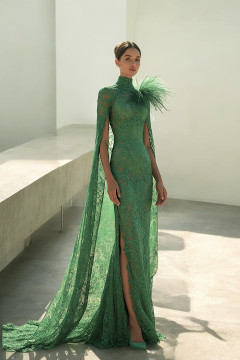 Detailed Shoulder Cape Gown Detailed Shoulder Cape Gown