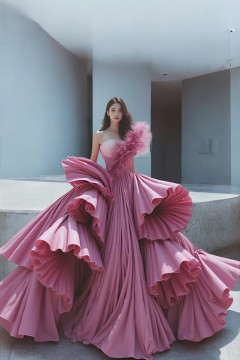 Feathered One-Shoulder Ball Gown Feathered One-Shoulder Ball Gown