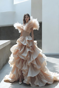Feather Shoulder Gown Feather Shoulder Gown