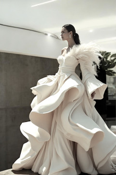 Sculpt Bust Long Sleeve Gown