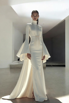 High Neck Flared Sleeve Gown High Neck Flared Sleeve Gown