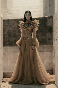 Feathered High Neck Gown Feathered High Neck Gown