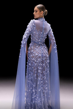 High-Neck Cape Sleeve Gown High-Neck Cape Sleeve Gown