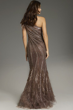 One-Shoulder Feathered Gown One-Shoulder Feathered Gown