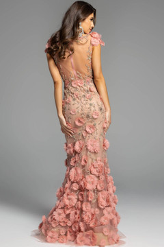 Sheer Floral Embellished Mermaid Gown Sheer Floral Embellished Mermaid Gown