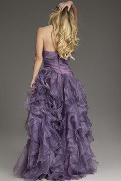 Strapless Ruffled High Slit Gown Strapless Ruffled High Slit Gown