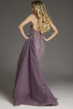 Strapless Gown with Chiffon Drape Strapless Gown with Chiffon Drape