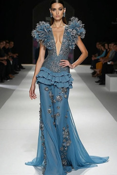 Structured Plunging Bodice Gown Structured Plunging Bodice Gown