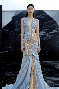 Plunging Bodice Flared Gown Plunging Bodice Flared Gown