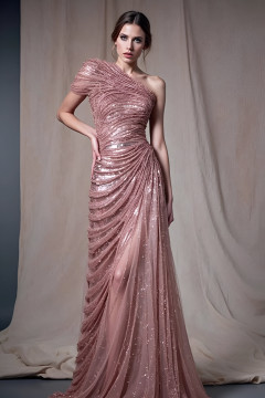 Short Sleeve One Shoulder Gown Short Sleeve One Shoulder Gown