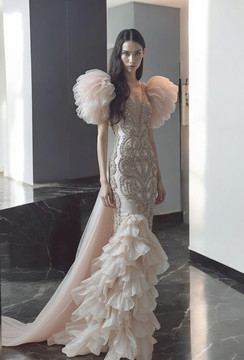 Puff Sleeve Embellished Gown Puff Sleeve Embellished Gown