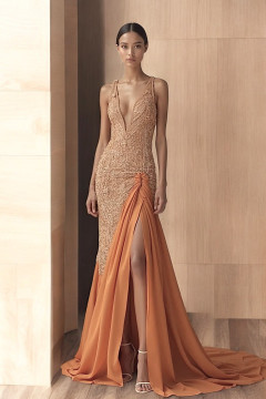 High-Slit Embellished Gown High-Slit Embellished Gown