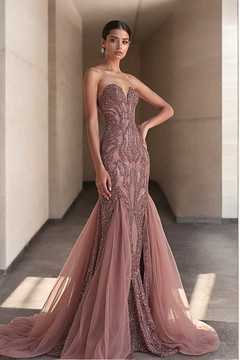 Flared Godet Strapless Gown Flared Godet Strapless Gown