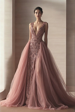 Sleeveless Tulle Overskirt Gown Sleeveless Tulle Overskirt Gown