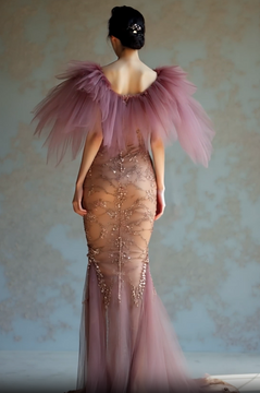 Flared Tulle Sleeved Gown Flared Tulle Sleeved Gown