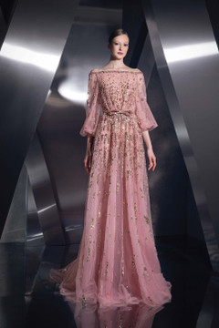 Off-Shoulder Sleeved Gown Off-Shoulder Sleeved Gown