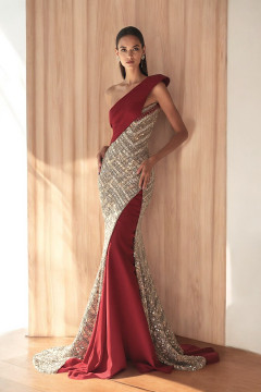 Asymmetrical-Embellished Gown Asymmetrical-Embellished Gown