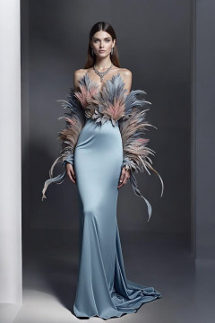 Off-Shoulder Feather Detail Gown Off-Shoulder Feather Detail Gown