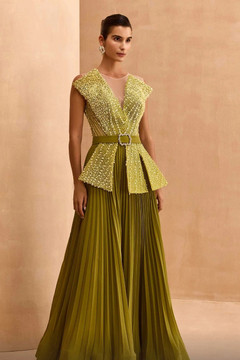 Sleeveless-Peplum Pleated Gown Sleeveless-Peplum Pleated Gown