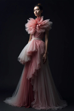 Pleated Floral Bodice Gown Pleated Floral Bodice Gown