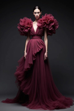 Puffy Shoulder Peplum Gown Puffy Shoulder Peplum Gown