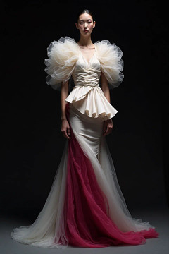 Puffy Sleeve Peplum Gown Puffy Sleeve Peplum Gown
